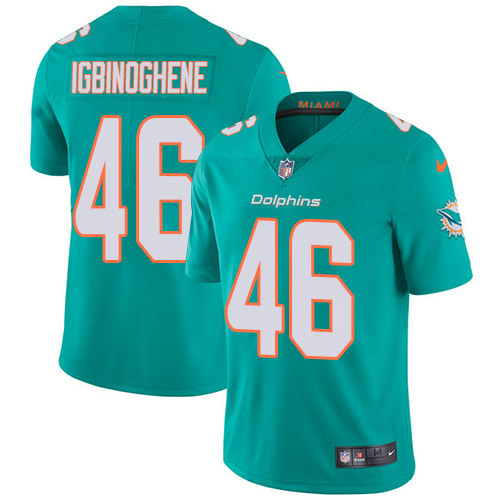 Miami Dolphins #46 Noah Igbinoghene Aqua Green Team Color Men Stitched NFL Vapor Untouchable Limited Jersey->miami dolphins->NFL Jersey